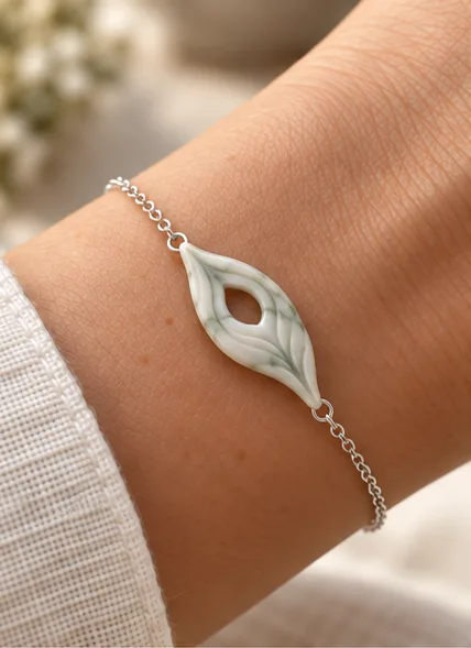 Sage leaf bracelet on a wrist